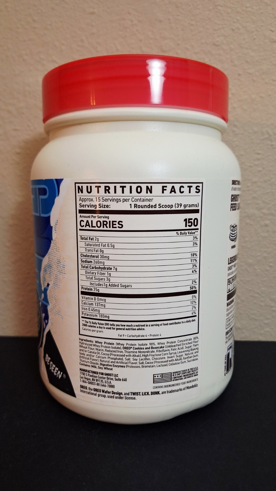GHOST Whey Protein Powder, OREO 🍪 1.4lbs, 26G Protein, 15 Servings, 09/2027✨️