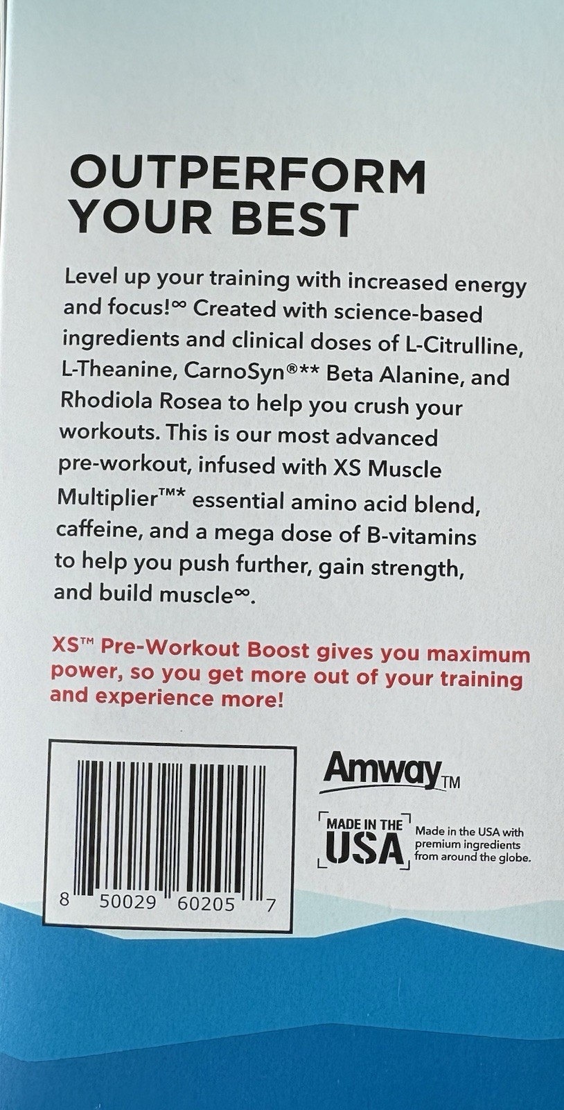 XS Pre Workout Boost 11 Servings Blue Raspberry Flavor