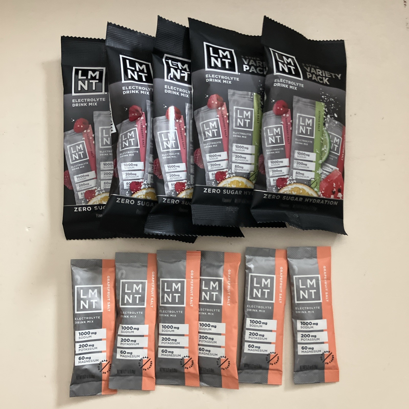 LMNT Electrolyte Drink Mix 5×3 Variety Pack Citrus Raspberry Melon + Grapefruit