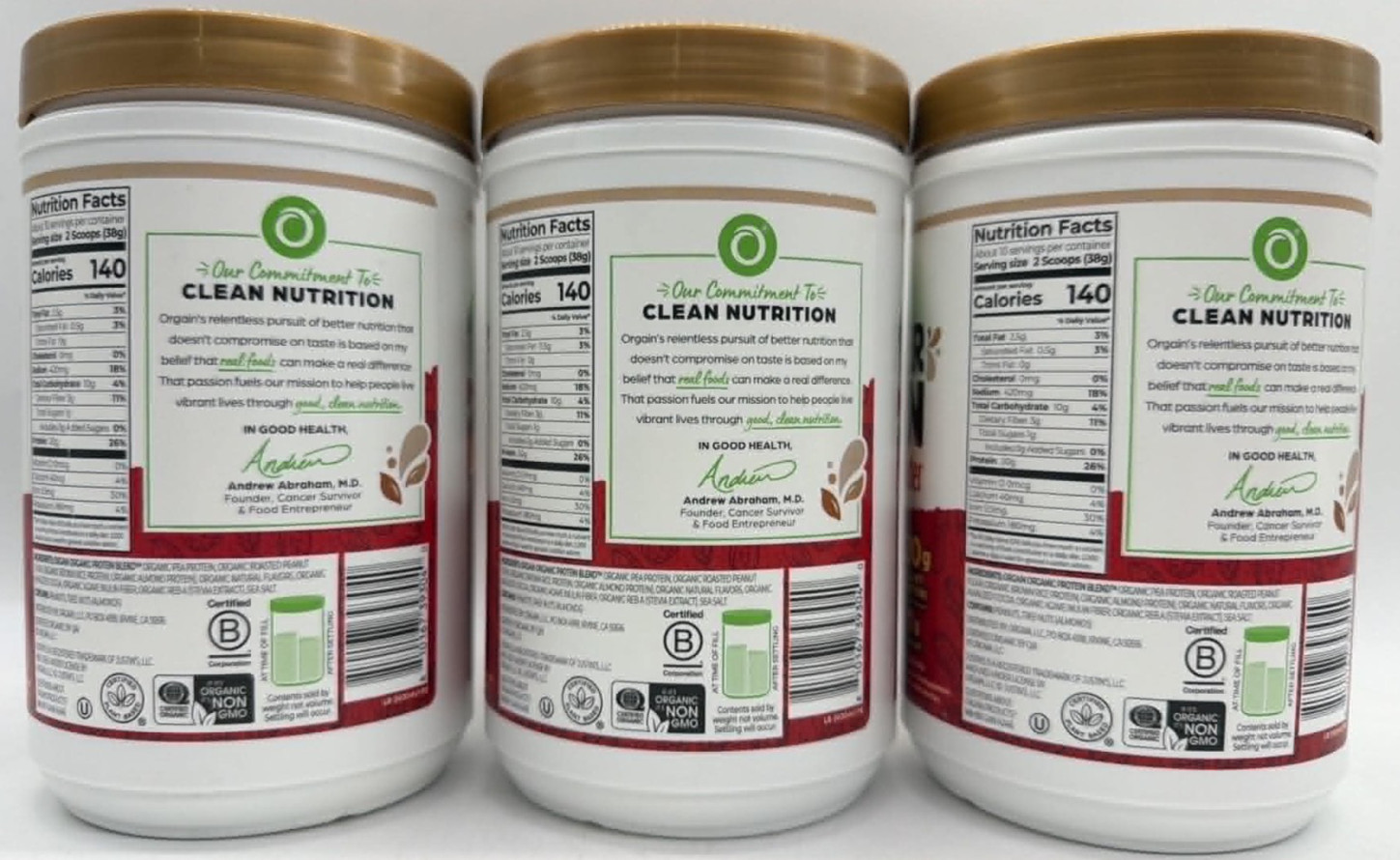 3PK Orgain Nut Butter Protein ~ Justin’s Dark Chocolate Peanut Butter ~ EXP 2/27