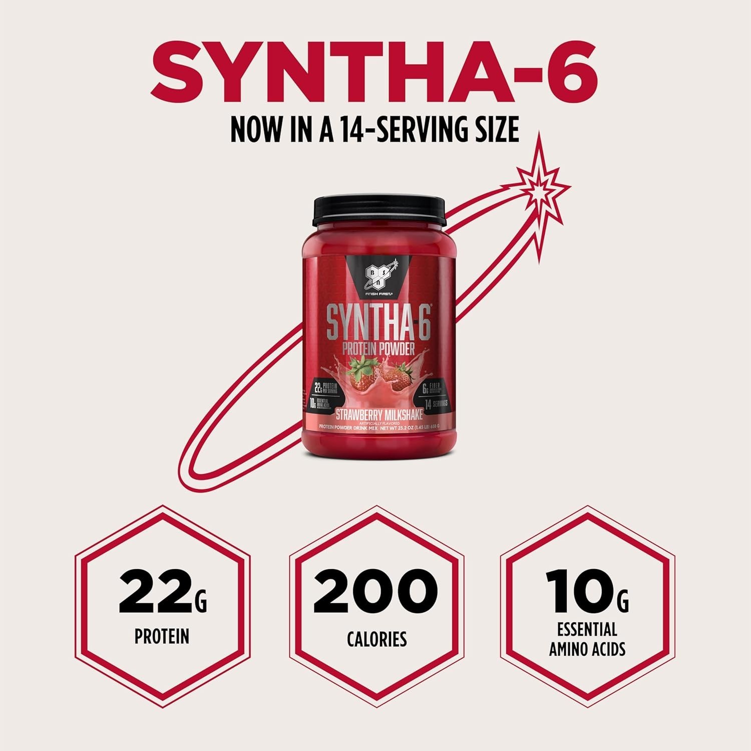 22g Protein SYNTHA-6 Strawberry Milkshake Powder – Muscle Recovery, 14 Servings