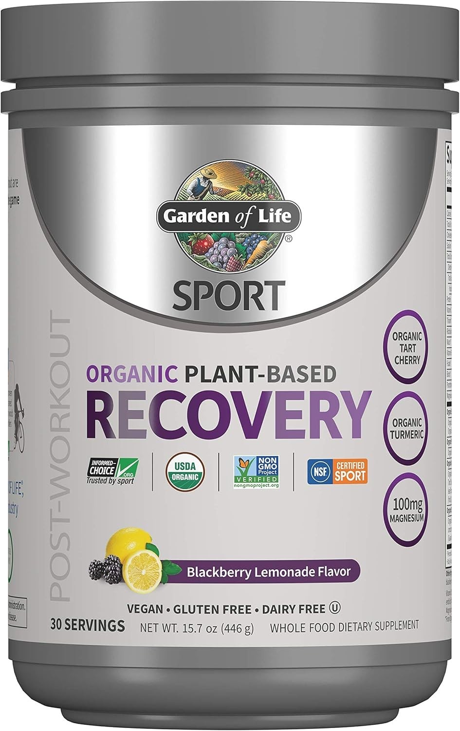 Plant-Based Post Workout Recovery Powder – 30 Servings, Blackberry Flavor