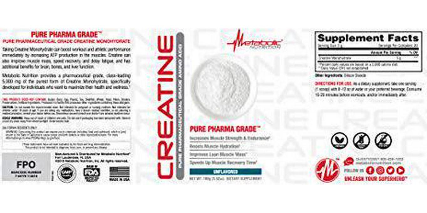 Metabolic Nutrition Creatine – Enhance Muscle Hydration, Recovery, Endurance and