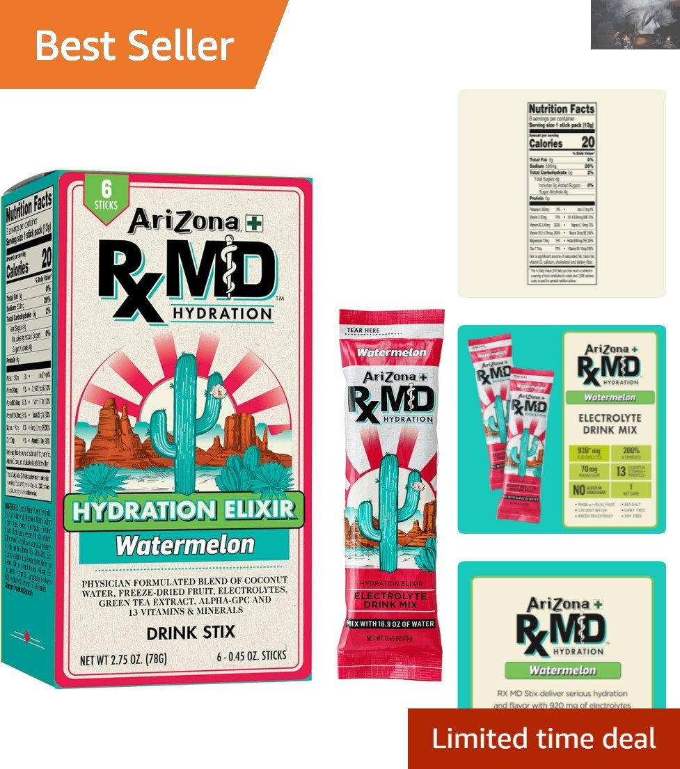 Electrolyte Replacement Powder – Watermelon Flavor, 6 Convenient 0.45 oz Sticks