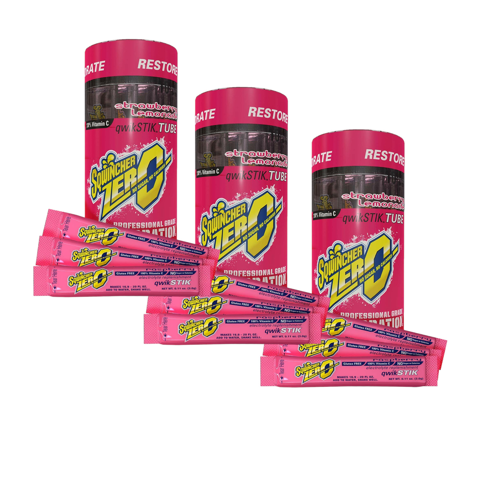 Sqwincher Sugar Free Electrolyte Powder Beverage STRAWBERRY LEMONADE 30 Sticks