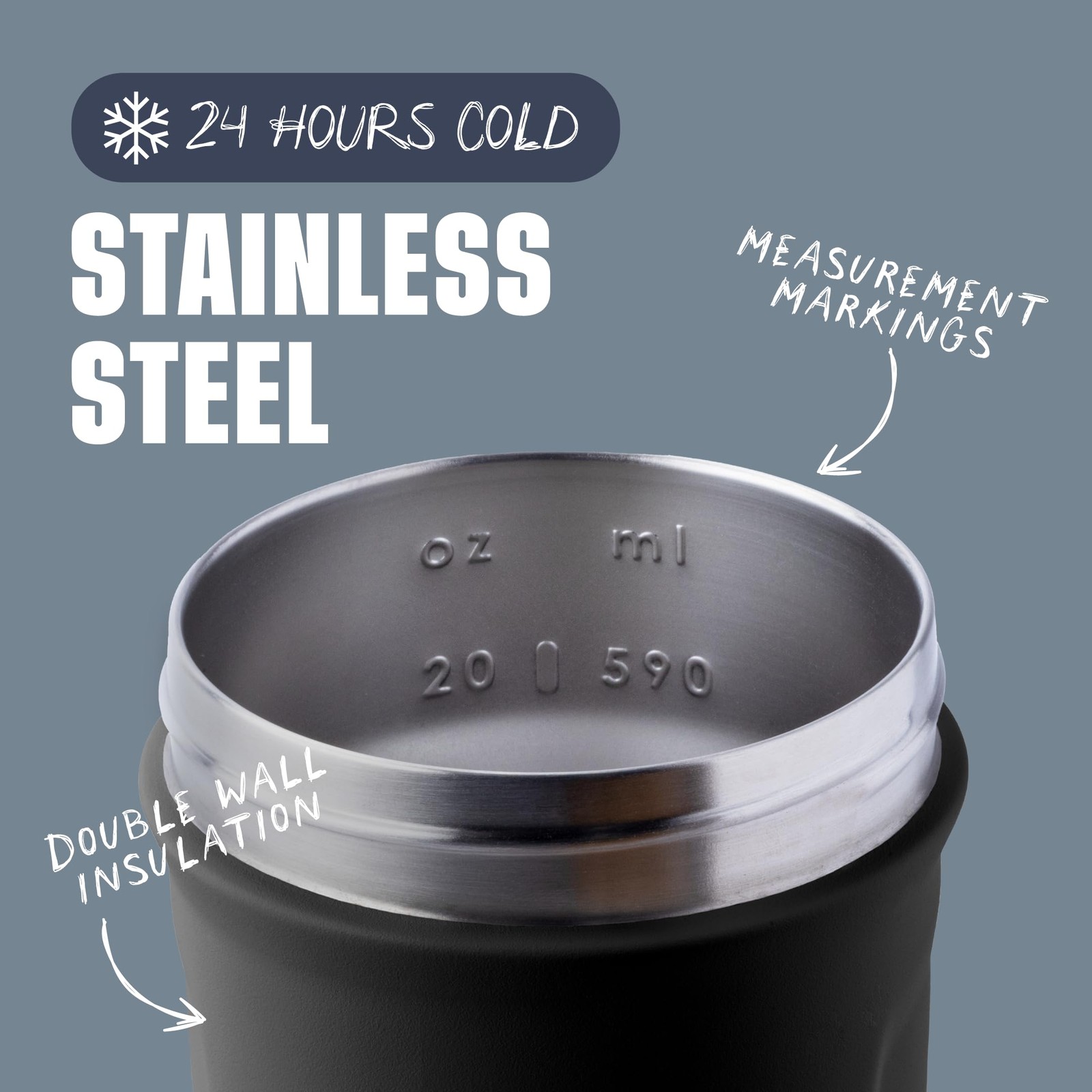 Blenderbottle Strada Shaker Cup Insulated Stainless Steel Water Bottle Wire