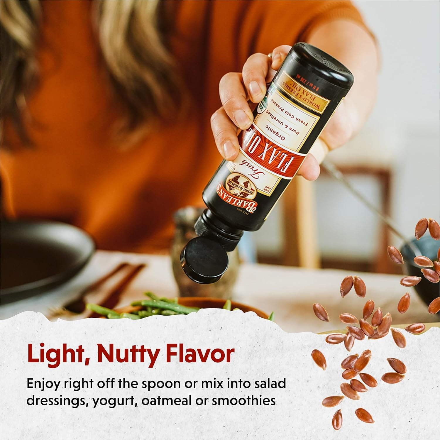 Organic Flaxseed Oil Liquid from Fresh Cold Pressed Flax Seeds, 7,640Mg ALA Omeg