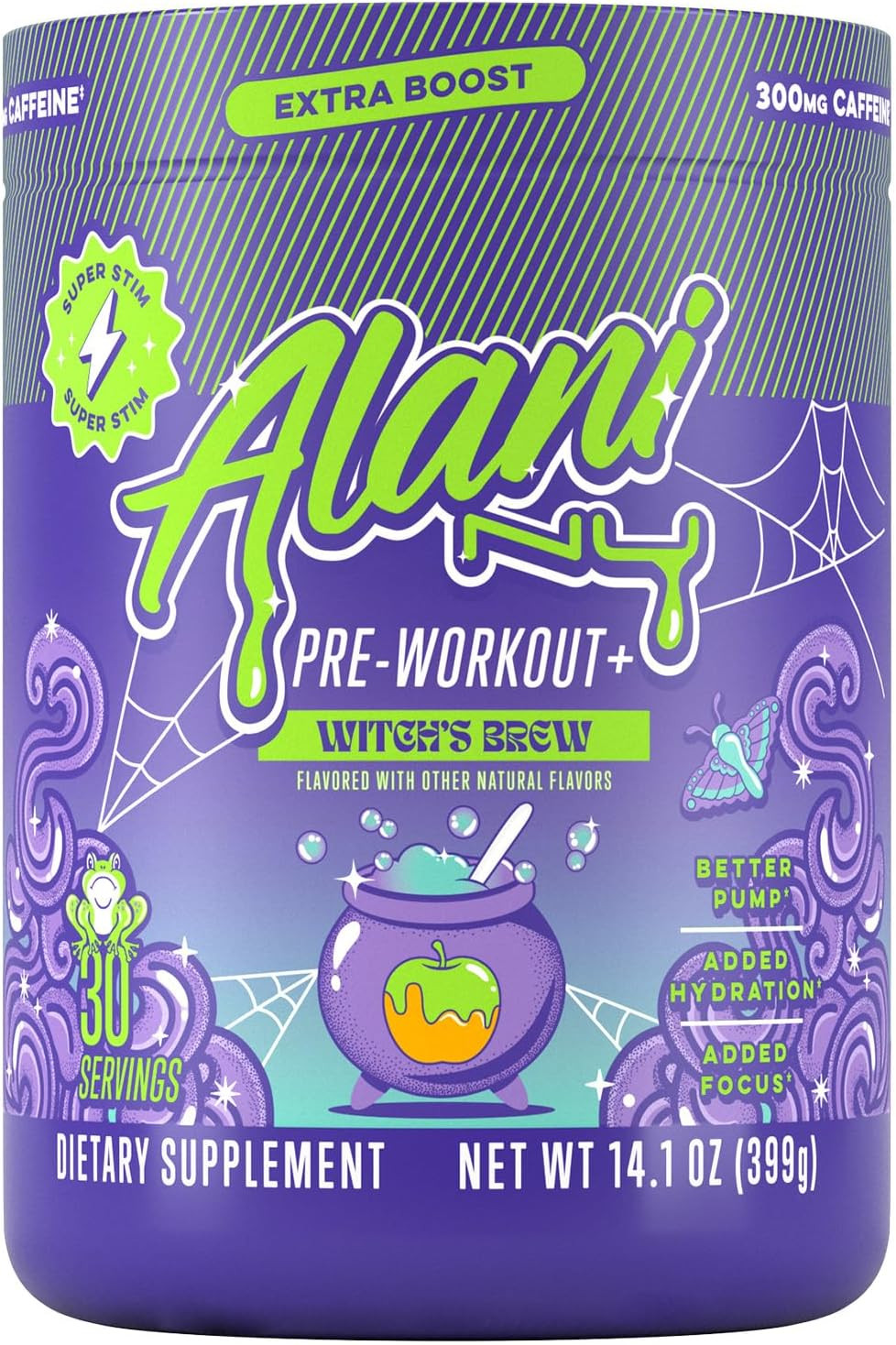 Pre Workout+ Powder Frozen Lemonade, Extra Boost, Sugar Free, 300Mg Caffeine, L-