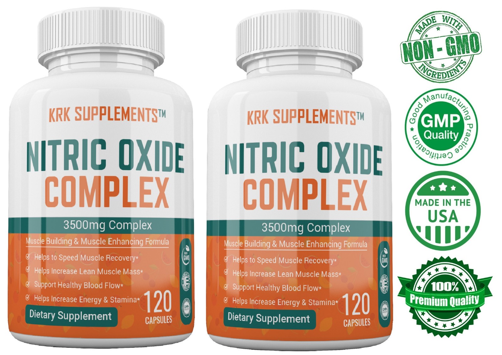 2 Nitric Oxide Complex 3500mg L-Arginine AAKG Muscle Pump Growth Pills