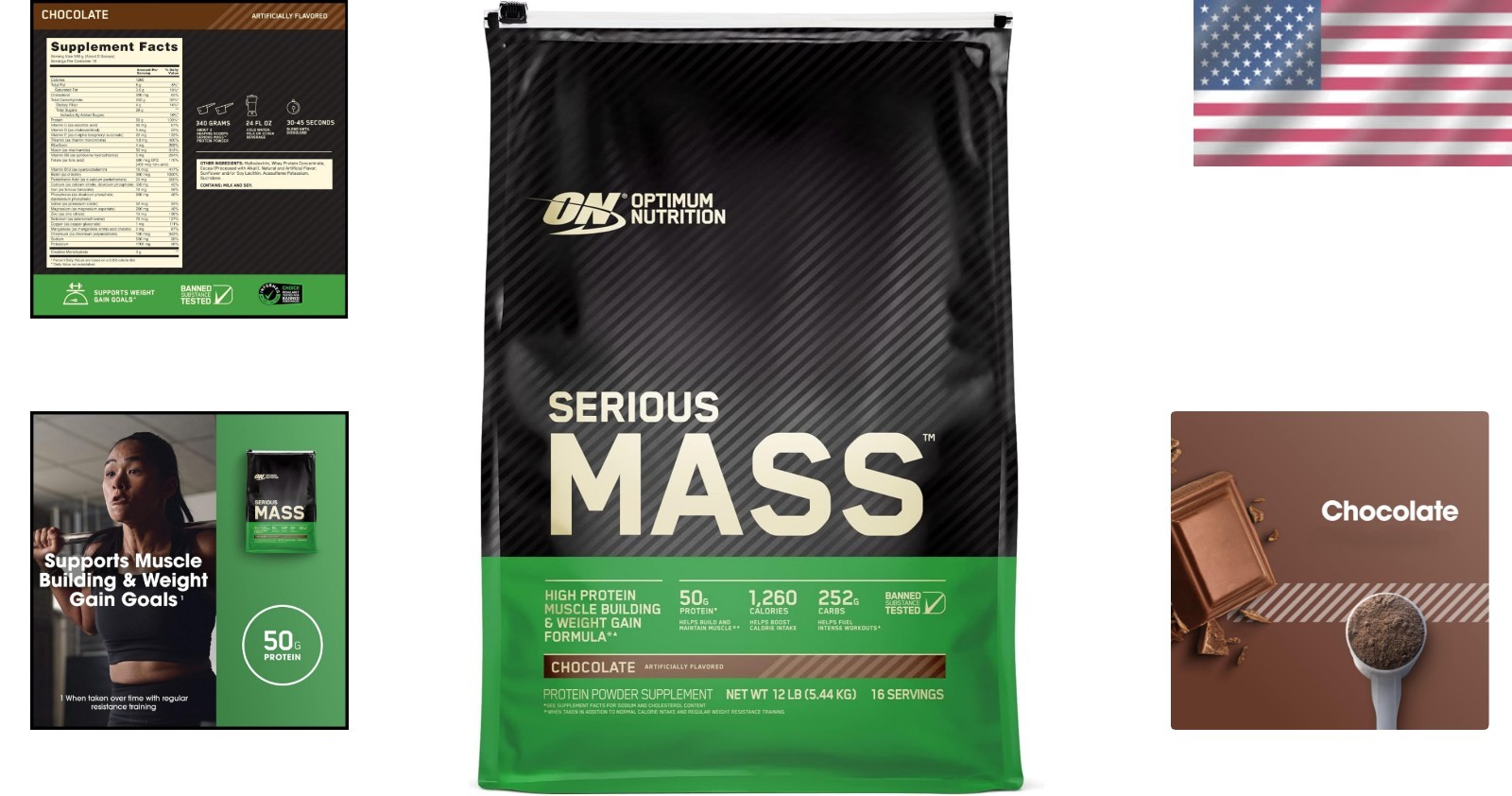 Serious Mass Chocolate Protein Powder | Massive Weight Gain, 50g Protein, 12 lb