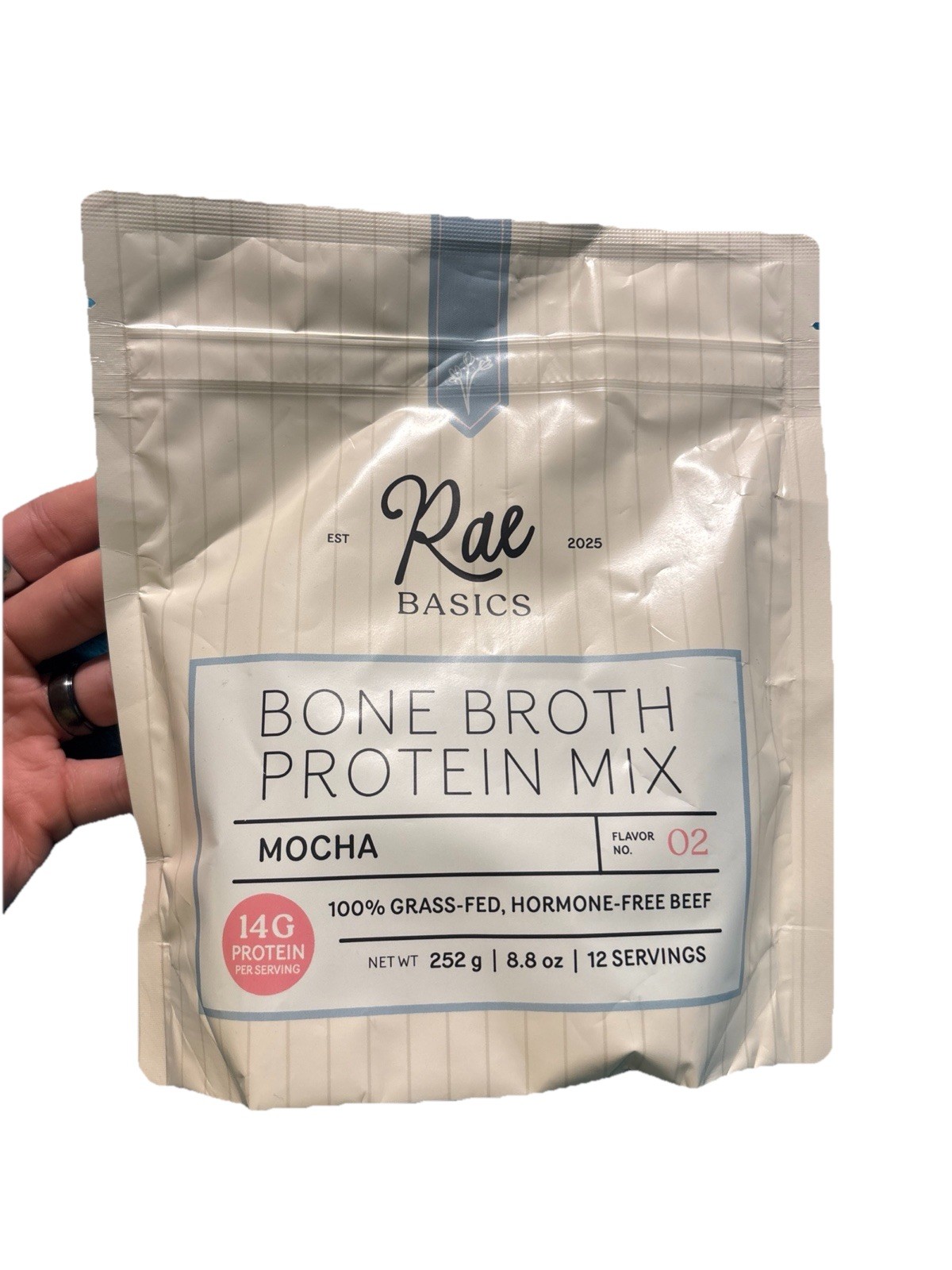 Rae Basics, Bone Broth Protein Mix, Mocha, 14g Protein per, 12 Servings