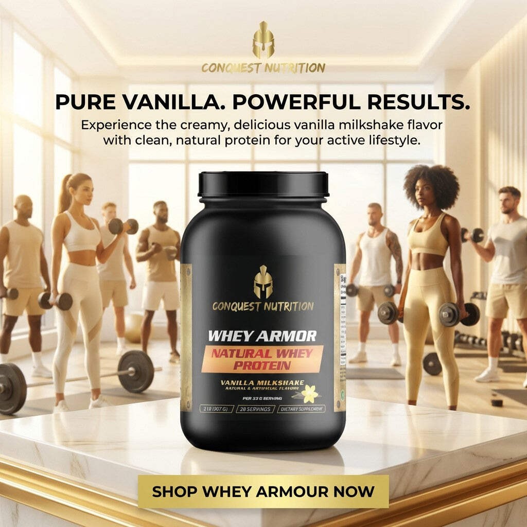 Conquest Whey Armour Natural Protein Vanilla Milkshake 2lb Stevia Protein Powder
