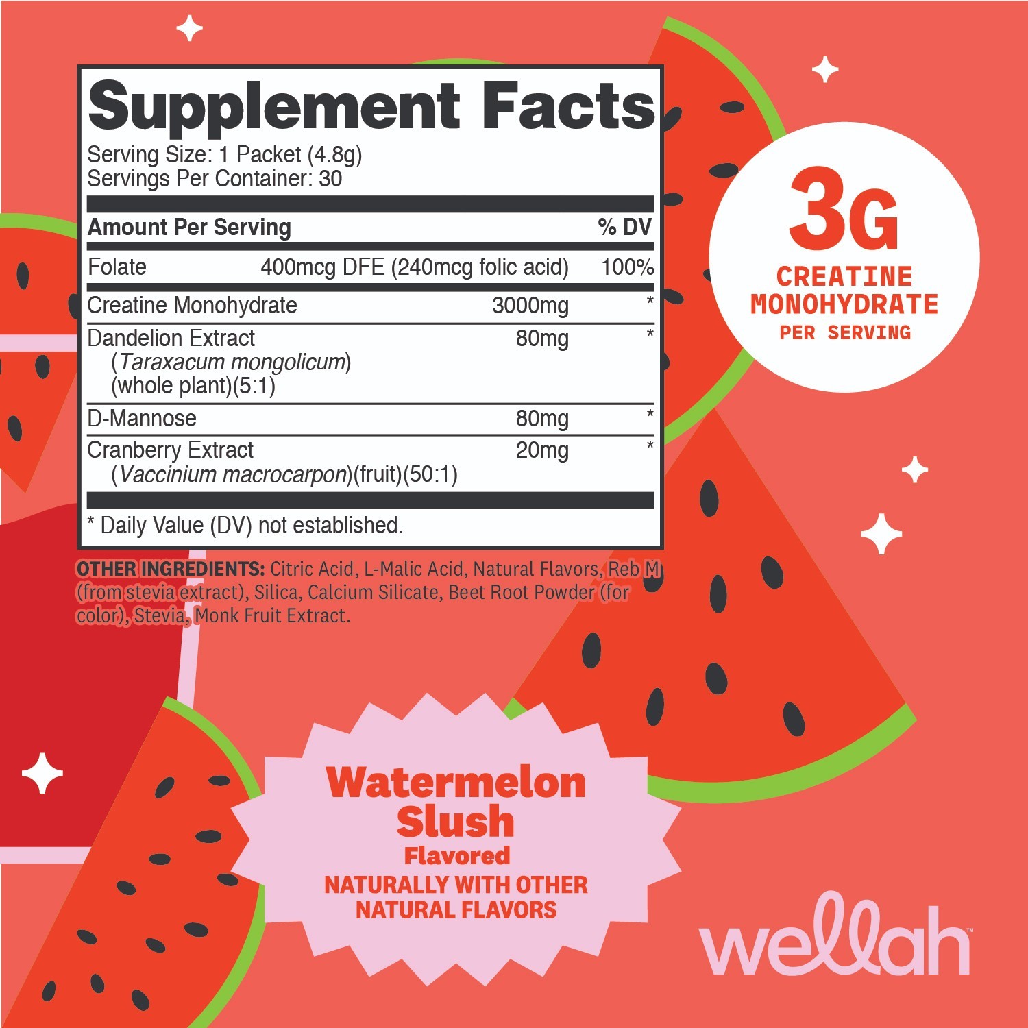 Wellah Creatine For Women (Watermelon Slush) 30 Stick Packs