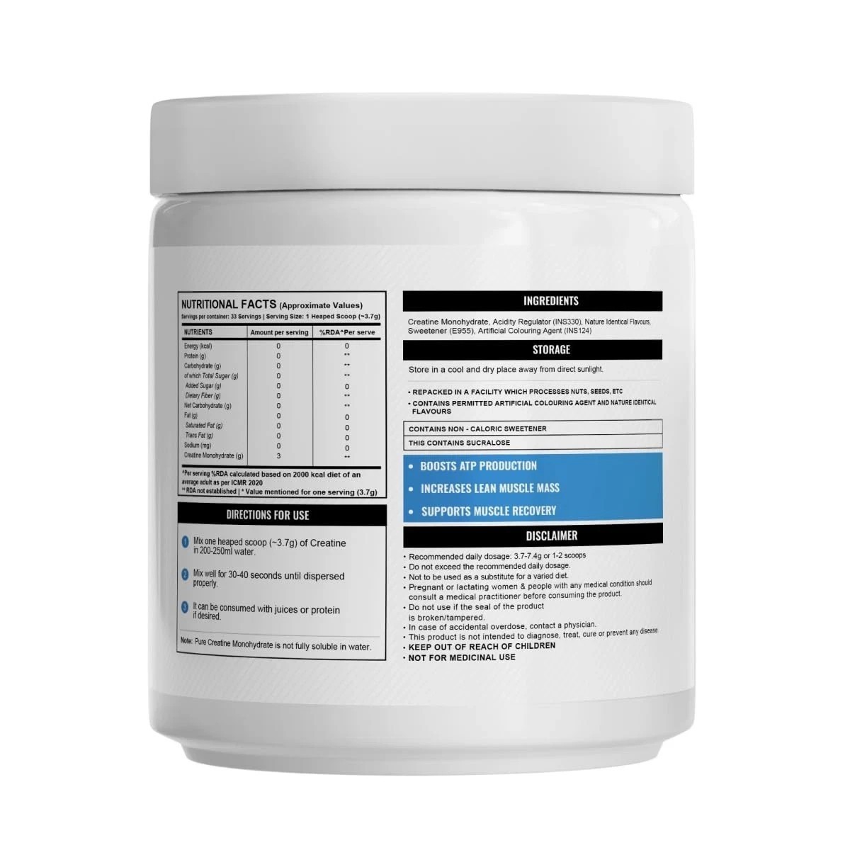 Wellcore Micronised Creatine Monohydrate Powder Fruit Fusion Flavour 122gm