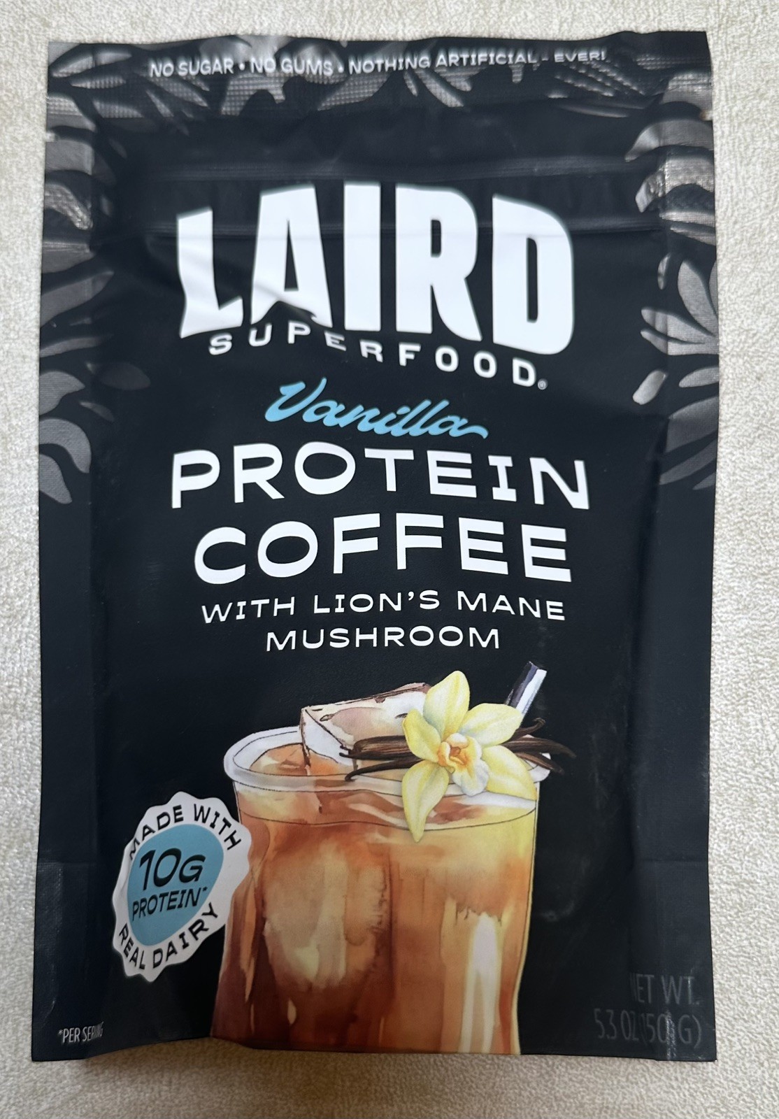 Laird Superfood Vanilla Protein Coffee Lion’s Mane Mushroom Protein 5.3z BB 6/27