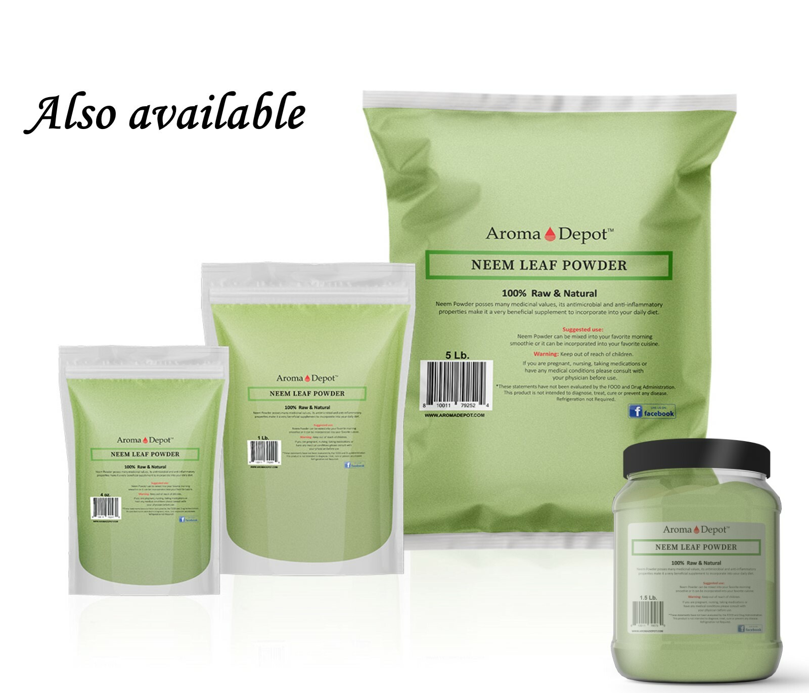 1lb Neem Powder Dried Leaf JAR Pure & Natural Raw (Azadirachta indica) Eczema