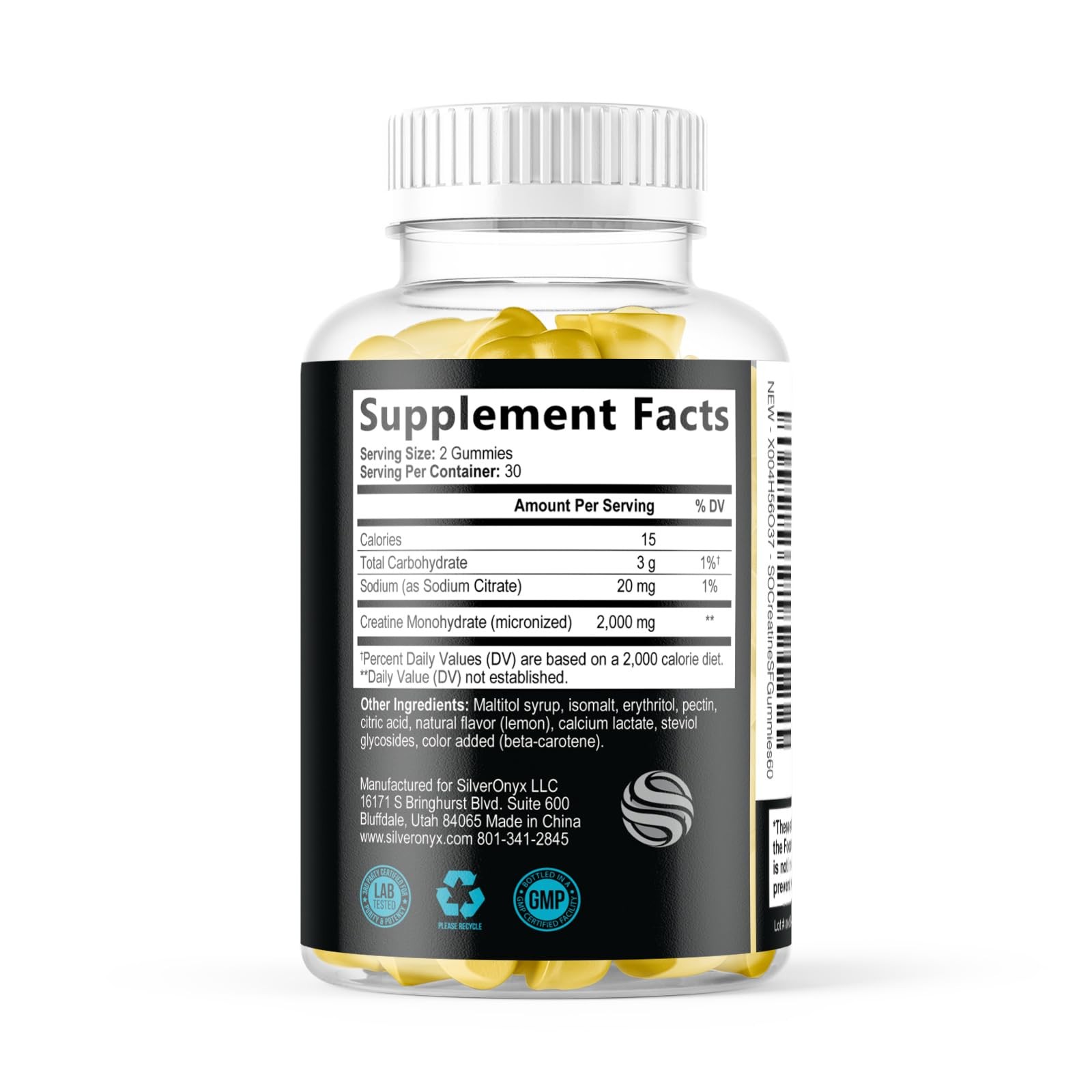 Creatine Gummies 1000mg SugarFree Monohydrate for Muscle & Strength 60ct