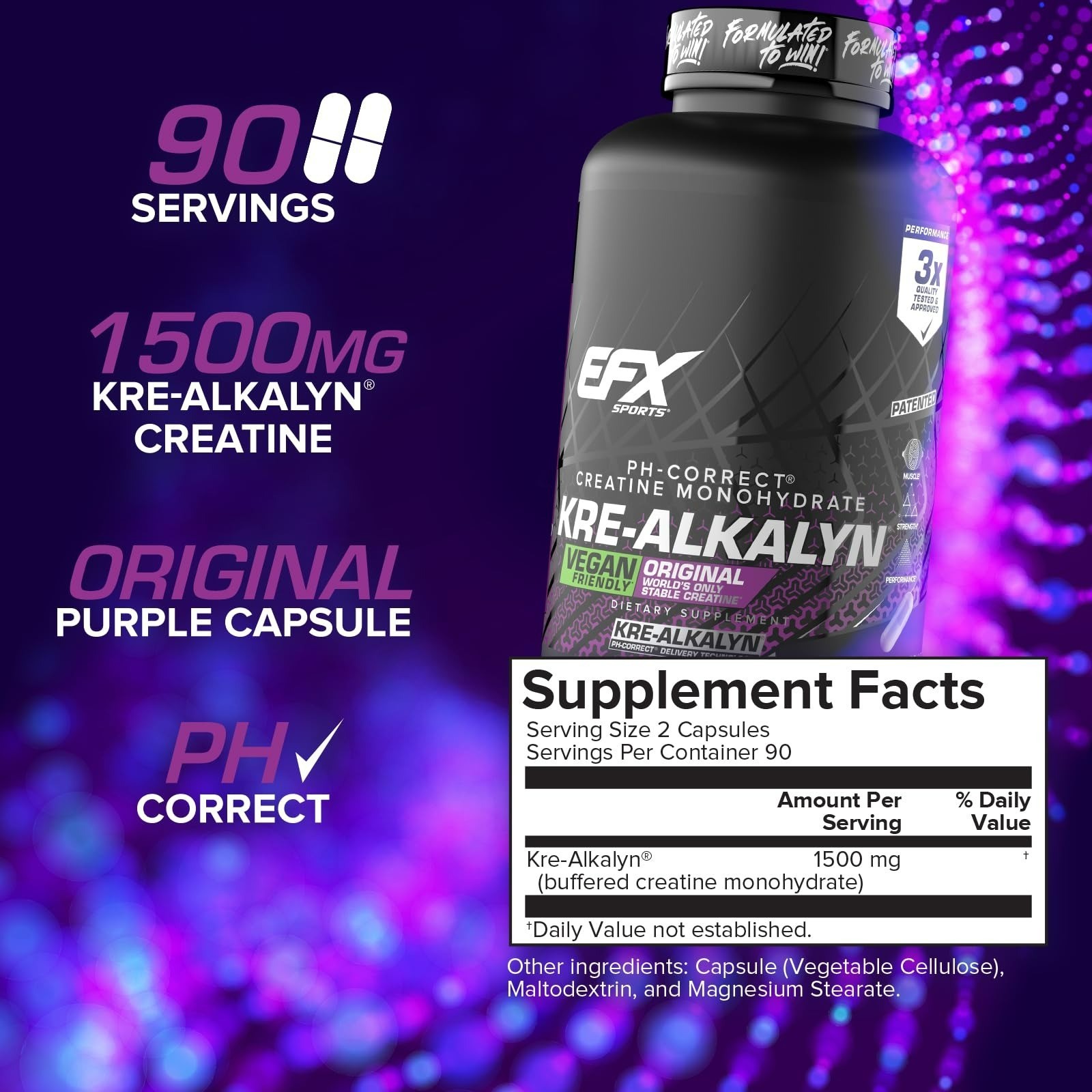 Kre-Alkalyn EFX Creatine Monohydrate Capsules | Vegan | Muscle Growth