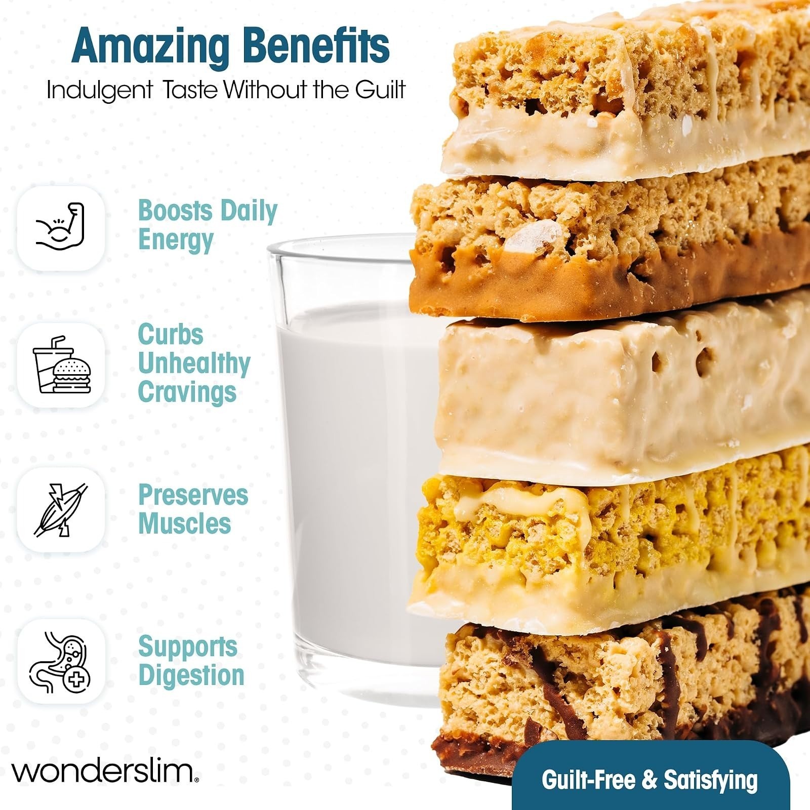 WonderSlim High Fiber Protein Bars – 15g Protein, Low Sugar, Gluten-Free