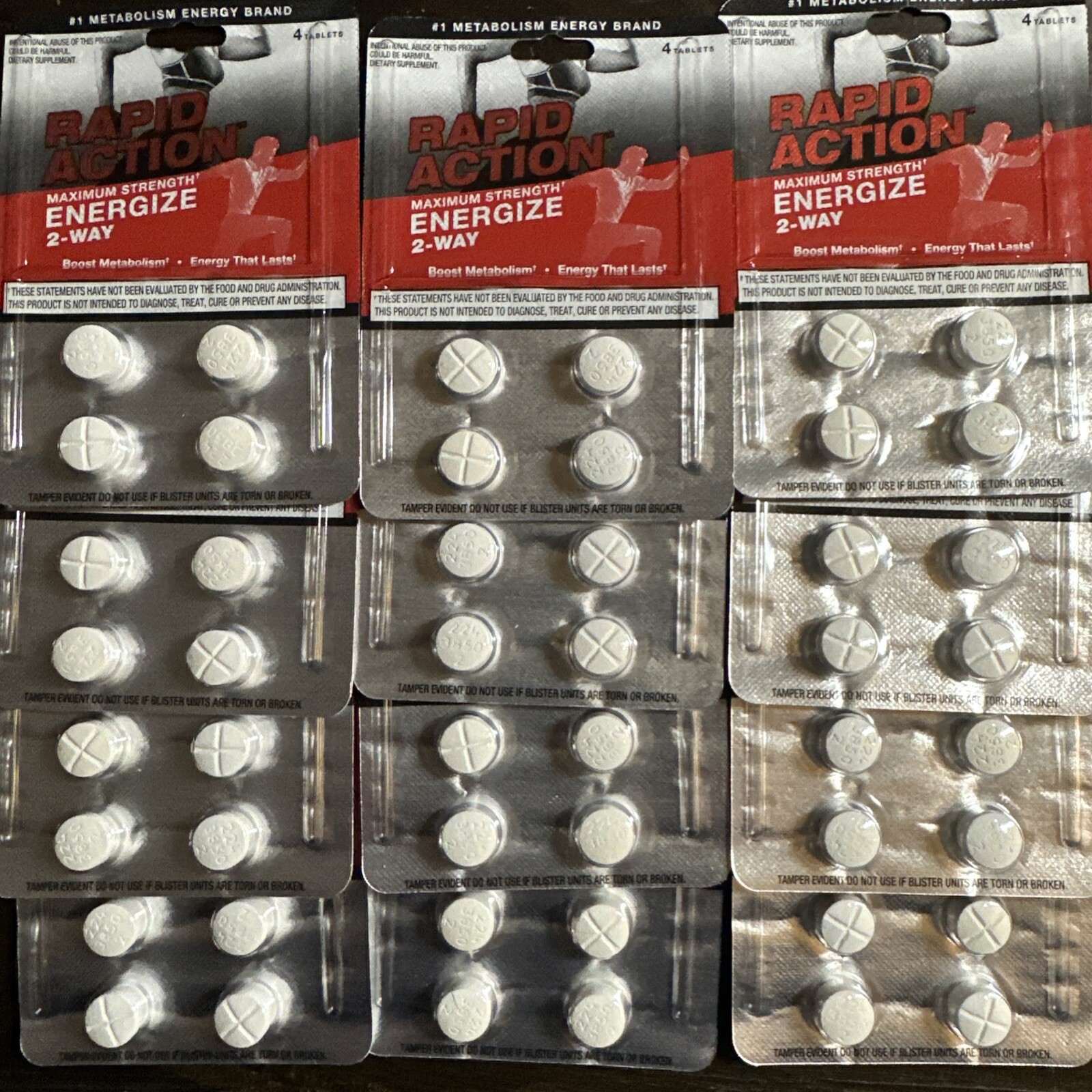 RAPID ACTION ENERGIZE 2-WAY ENERGY/DIET PILLS – 48 CT (12-4 CT PACKS)