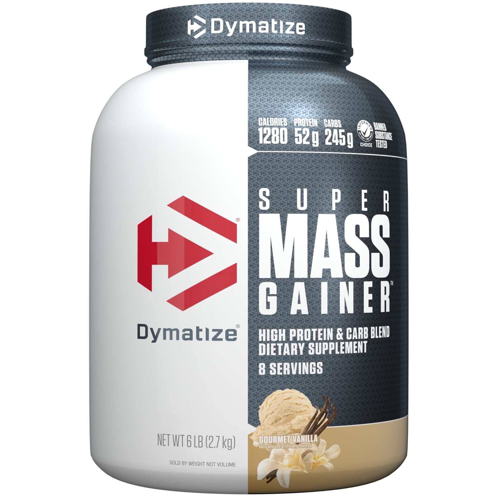 Dymatize Super Mass Gainer Protein Powder, Gourmet Vanilla, 52g Protein, 1g C…