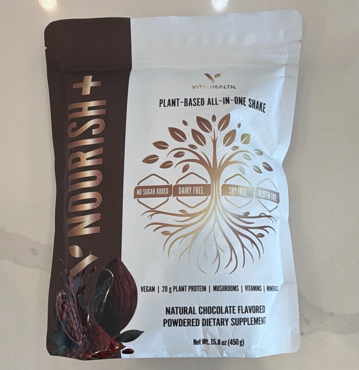 Vital Health Nourish+ Plant-Based All-in-One Shake, Natural Chocolate 15.8oz