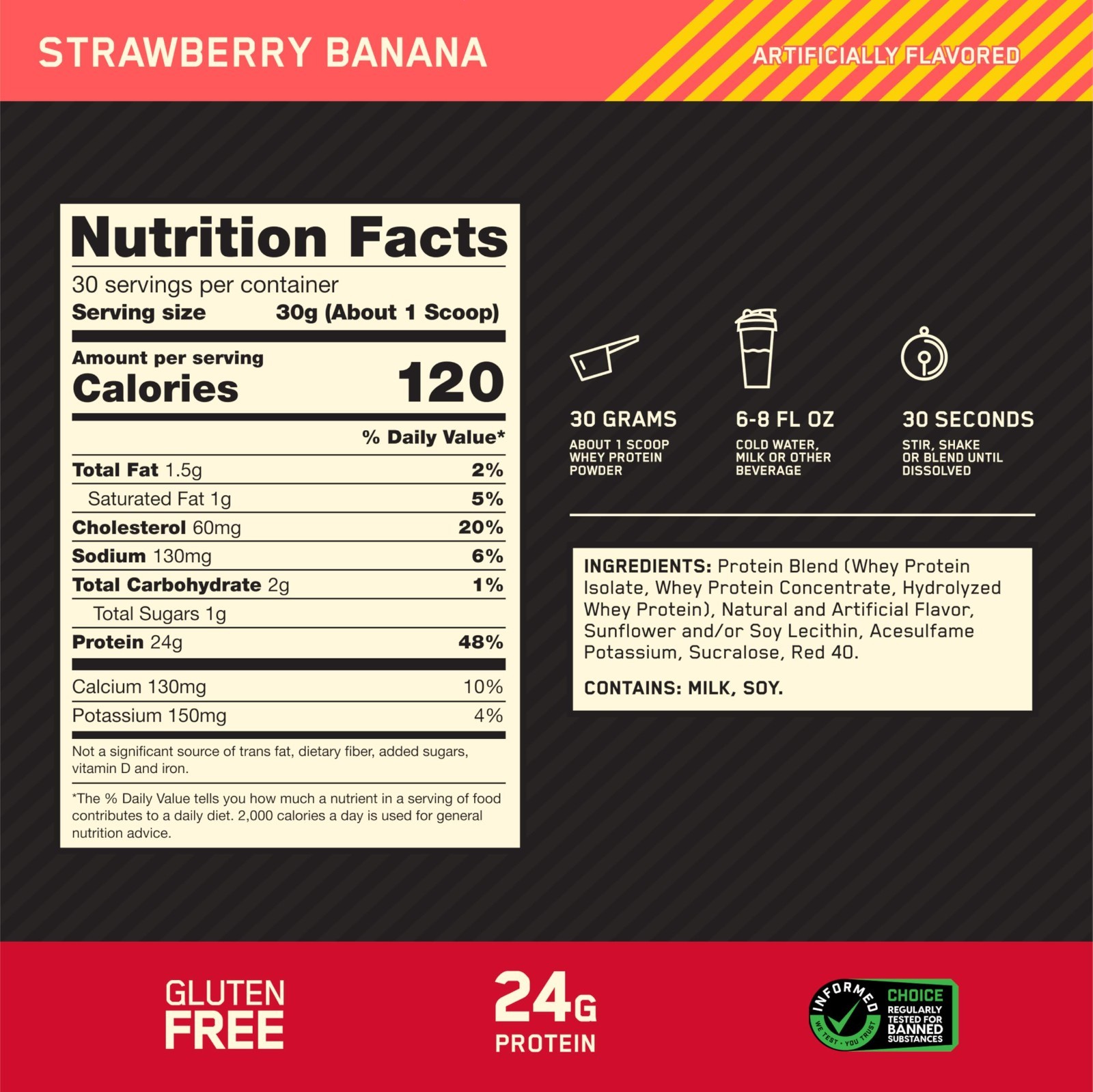 NEW Optimum Nutrition Gold Standard Whey Strawberry Banana 2 lb No Import Fee!!!