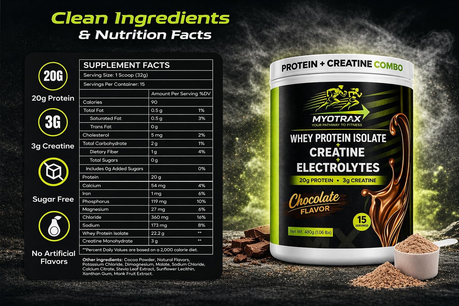 Protein and Creatine Powder Combo Whey Protein Isolate Protein Powder with Cr…