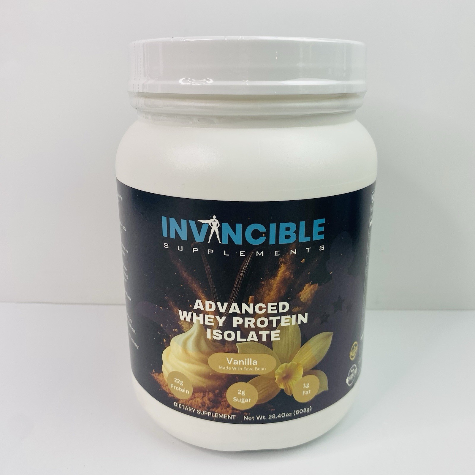 Invincible Supplements Advanced Whey Protein Isolate (VANILLA) 28.4 Oz 805g NEW!
