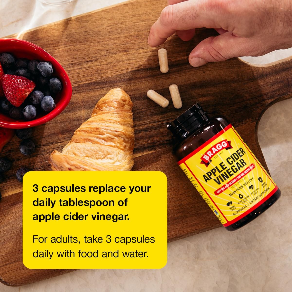 Organic Apple Cider Vinegar Capsules with Vitamin D and Zinc 90 Count Supports