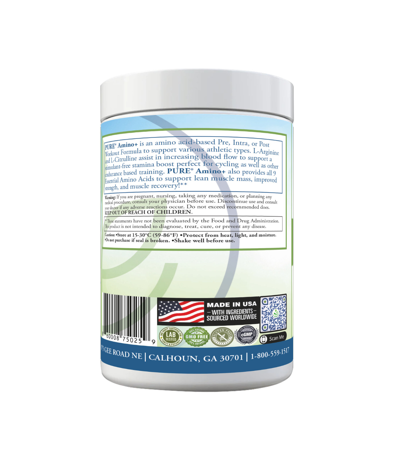 PURE Sport Amino+ All 9 essential Amino Acids (501g, 30 servings) Fruit Splash!