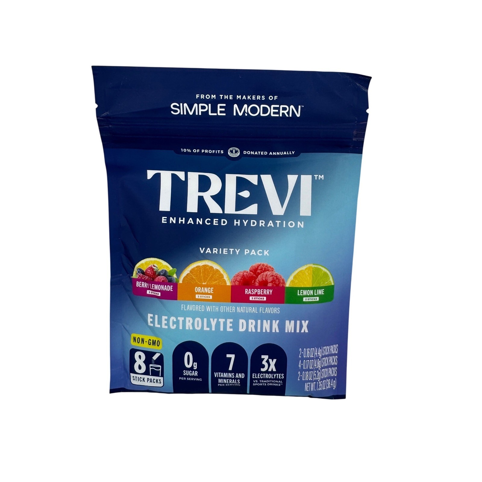 Trevi Enhanced Hydration Electrolyte Drink Mix Variety Pack 8 Stick Packs 05/27
