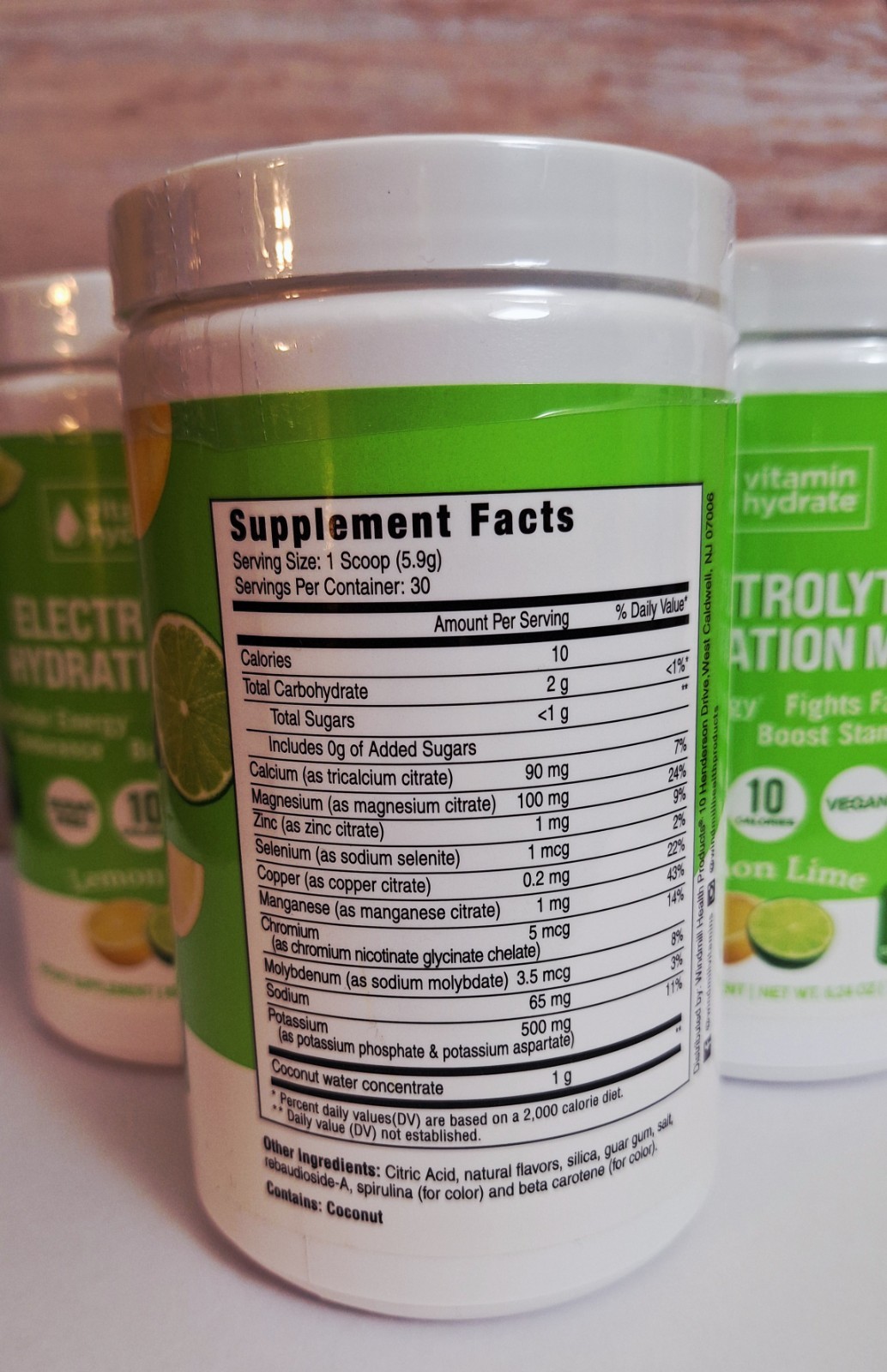 3 Tubs Vitamin Hydrate Electrolytes, Lemon Lime 🍋 30 Serv, Vegan, 03/2027✨️