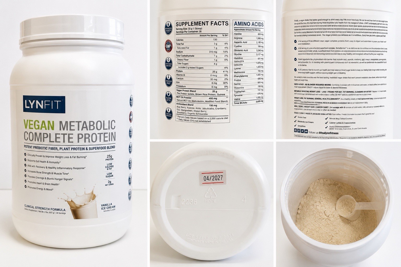 LYNFIT VEGAN Metabolic Complete Protein Potent Prebiotic Fiber Plant Exp 04/2027