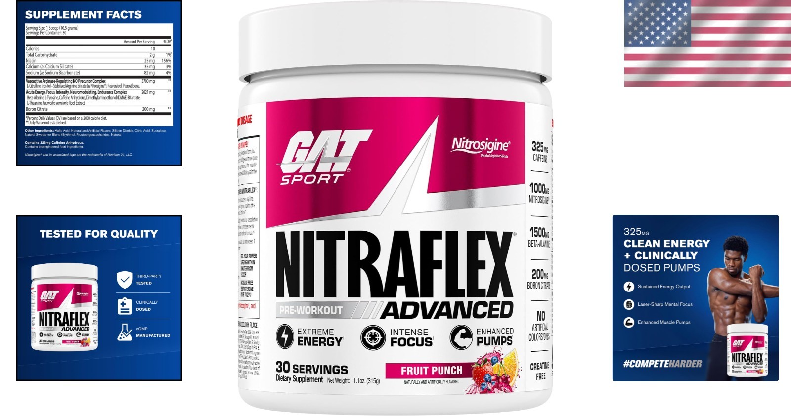 Nitraflex Pre-Workout Powder – 30 Servings, Boosts Energy & Focus, Fruit Punch