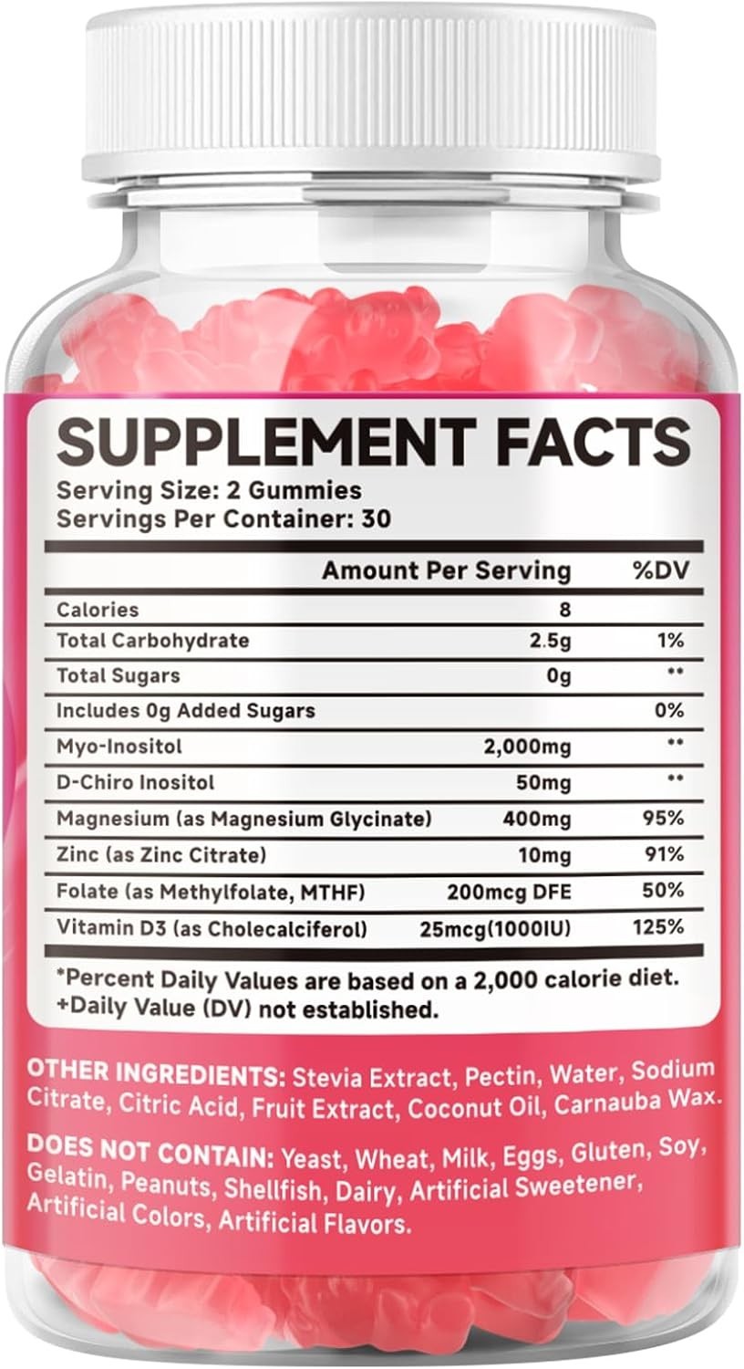 MEENCCD Myo-Inositol & D-Chiro Inositol Gummies, 40:1 Ratio Inositol
