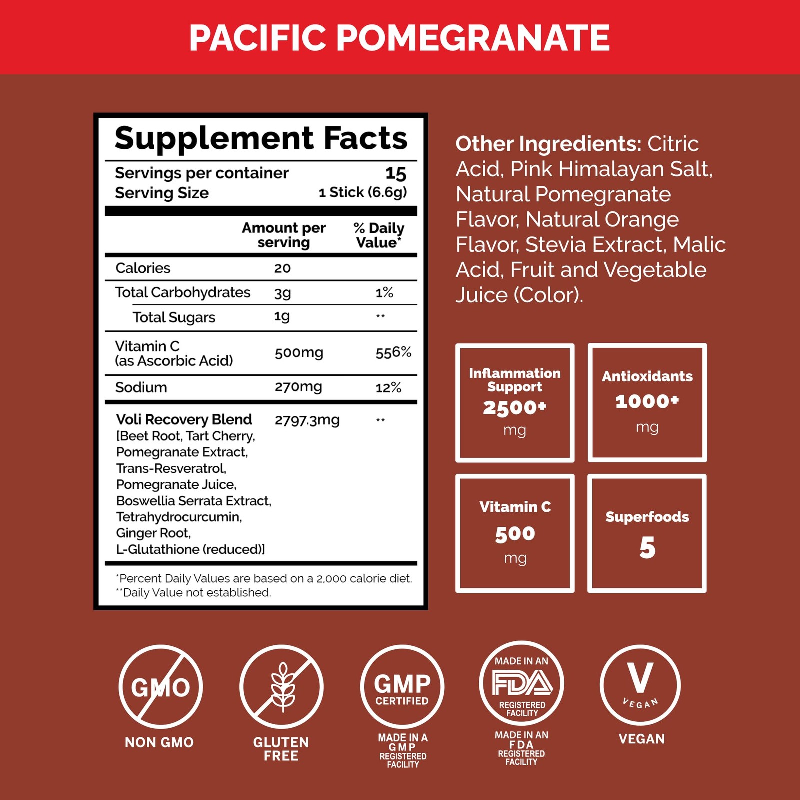 Voli Recovery – Post Workout Superfood Powder | Plant-Based Drink Mix Packets…
