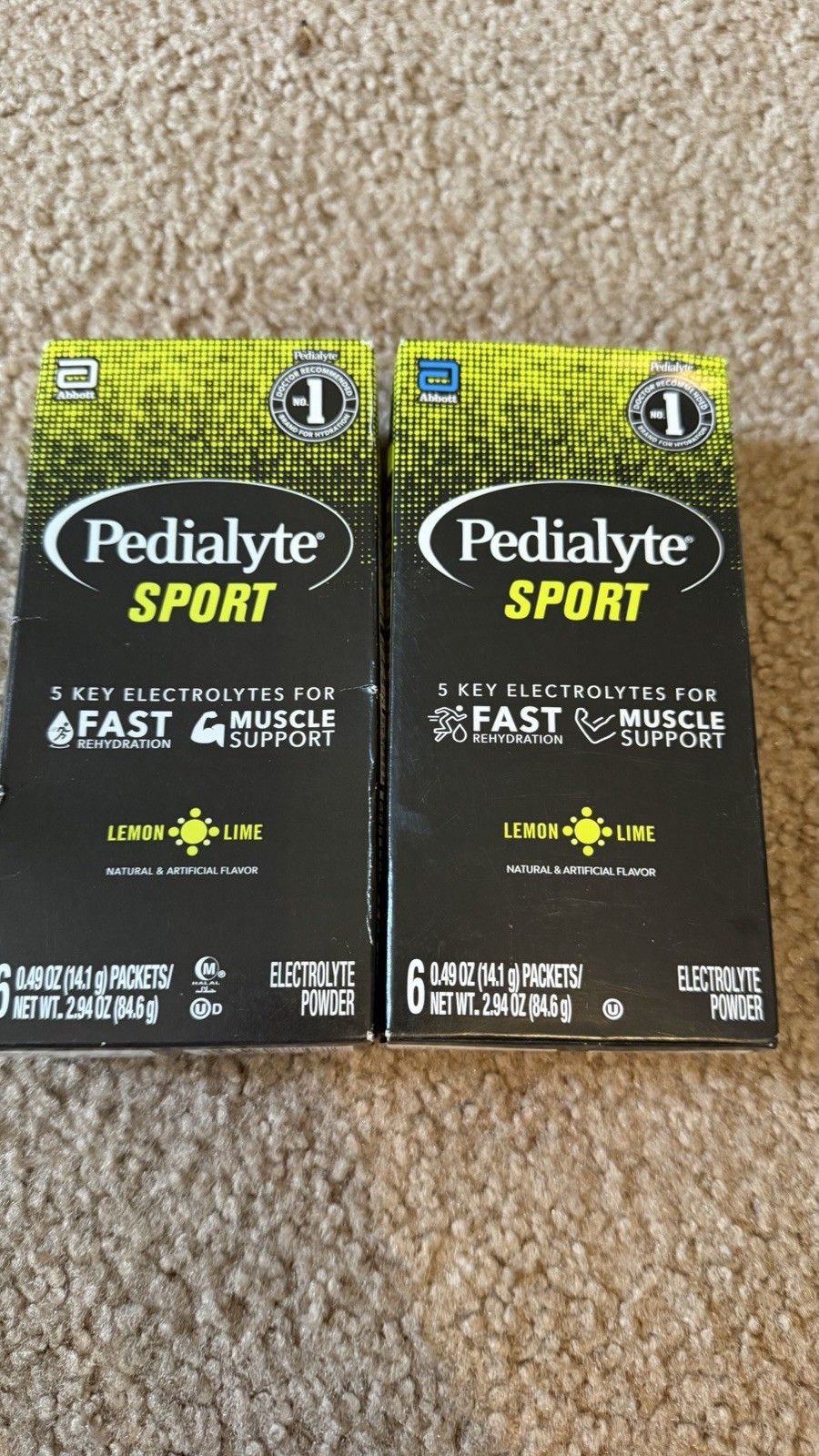 Pedialyte Sport lemom Lime 6 Packets 2 Boxes