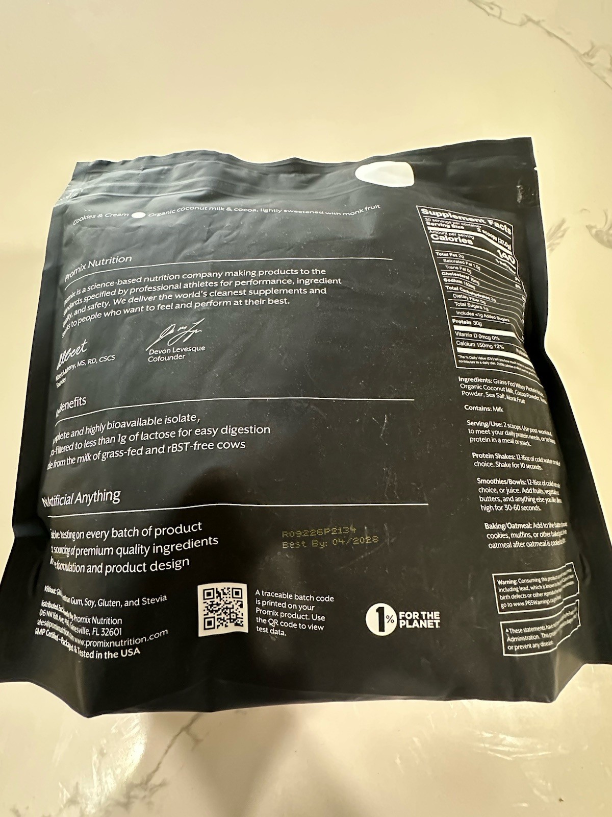 PROMIX Grass-Fed Whey Protein Isolate Powder Cookies & Cream 2.45 lb