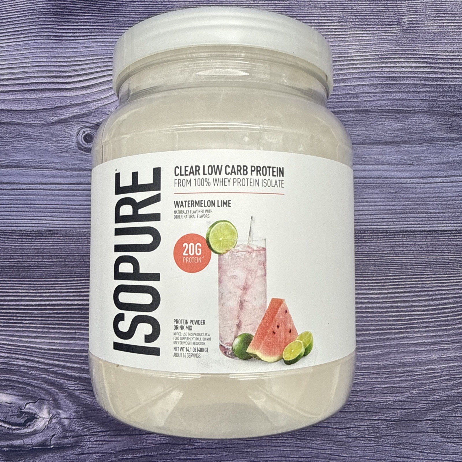 Clear Low Carb Protein Powder, Watermelon Lime, 16 Servings 20g Protein