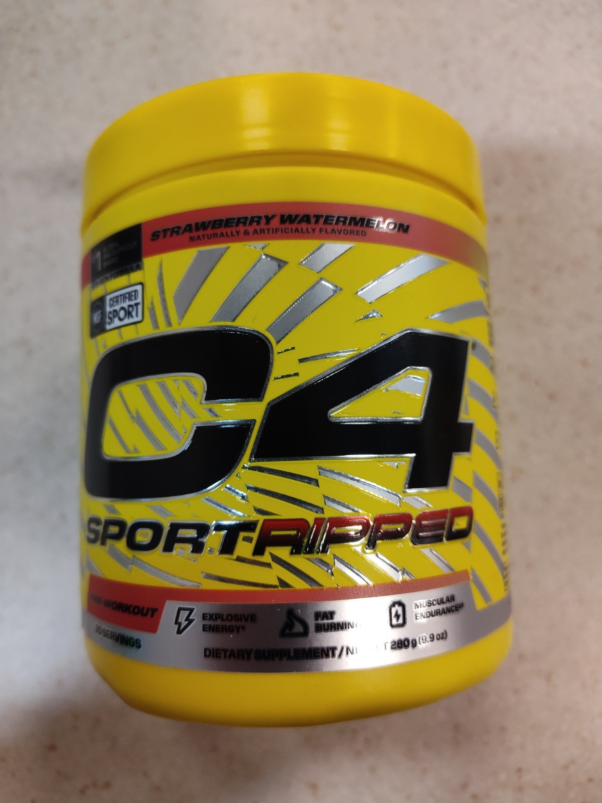 C4 Sport Ripped Strawberry Watermelon Pre-Workout Powder 9.9oz.