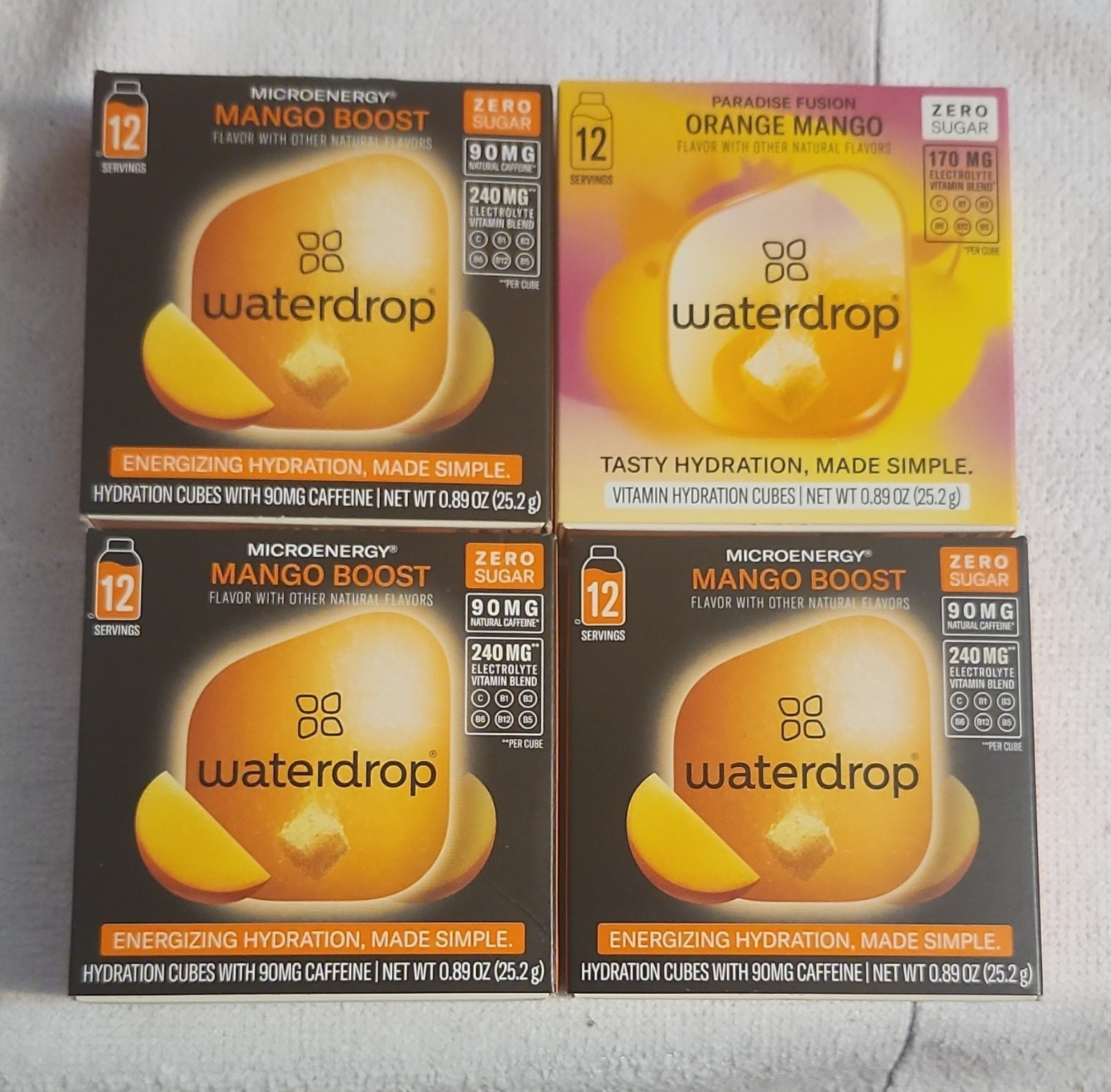 waterdrop Microenergy Hydration Cubes Caffeine Zero Sugar Mango 12 Servings