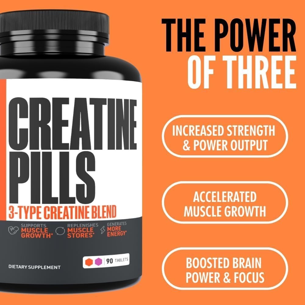 Creatine Capsules, 5G Premium 3X Threeatine Pre Workout Bulk Muscle Mass Gain…
