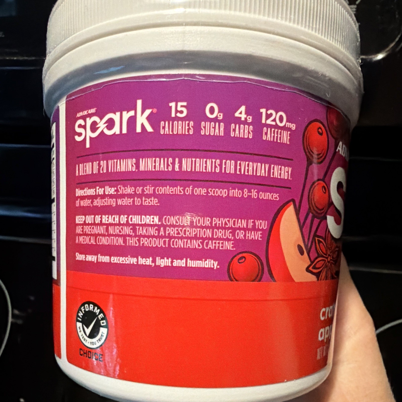 LOT OF 5 AdvoCare Spark Cranberry Apple Spice Energy Powder, 42 Servings