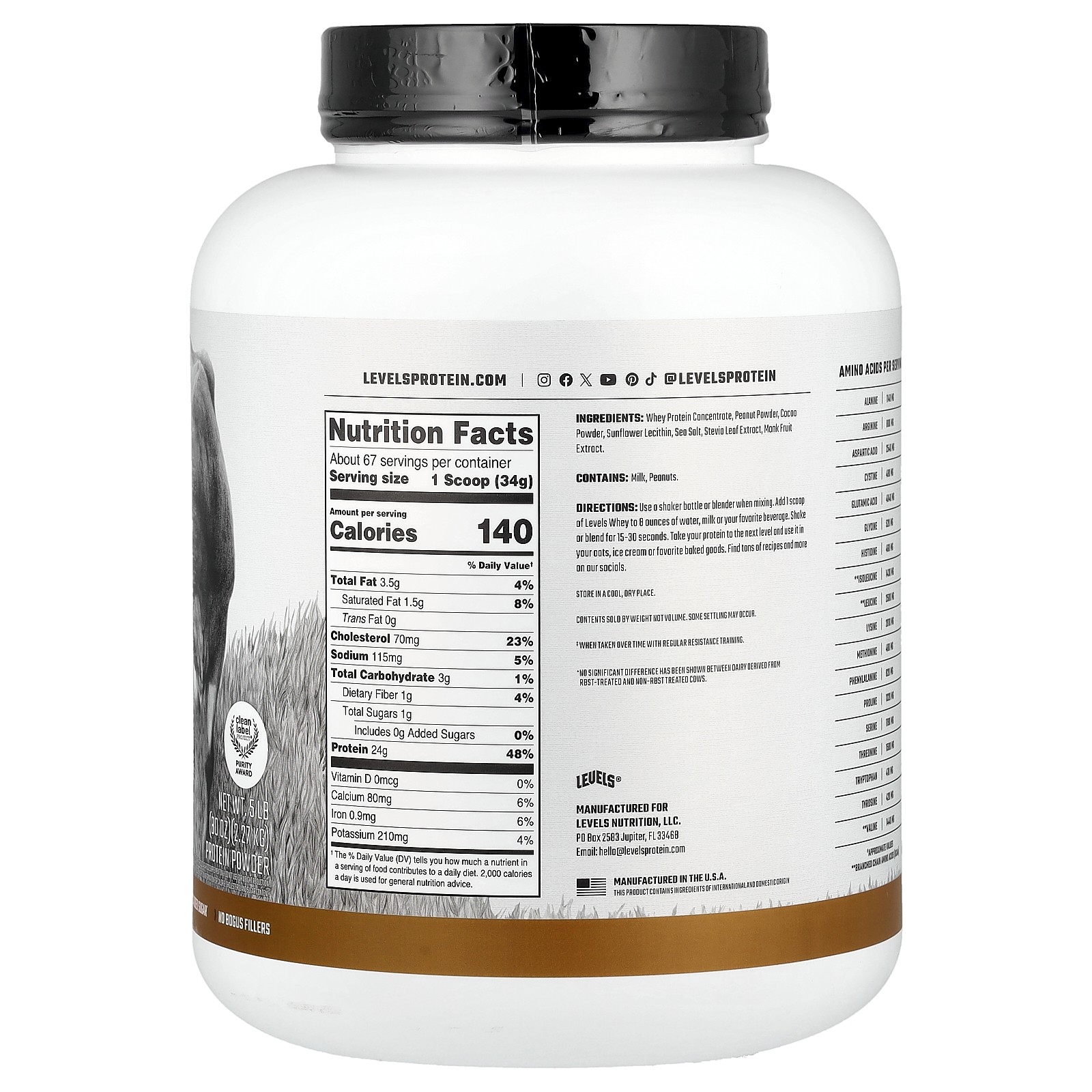 Grass Fed Whey Protein Powder, Chocolate Peanut Butter, 5 lb (2.27 kg)
