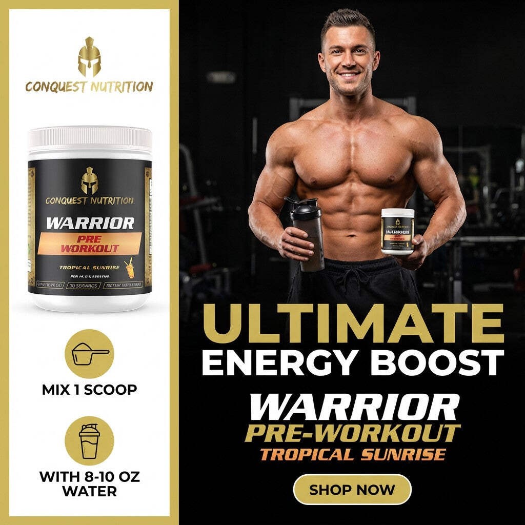 Conquest Warrior Pre Workout Tropical Sunrise 30 Servings Energy Focus Pump