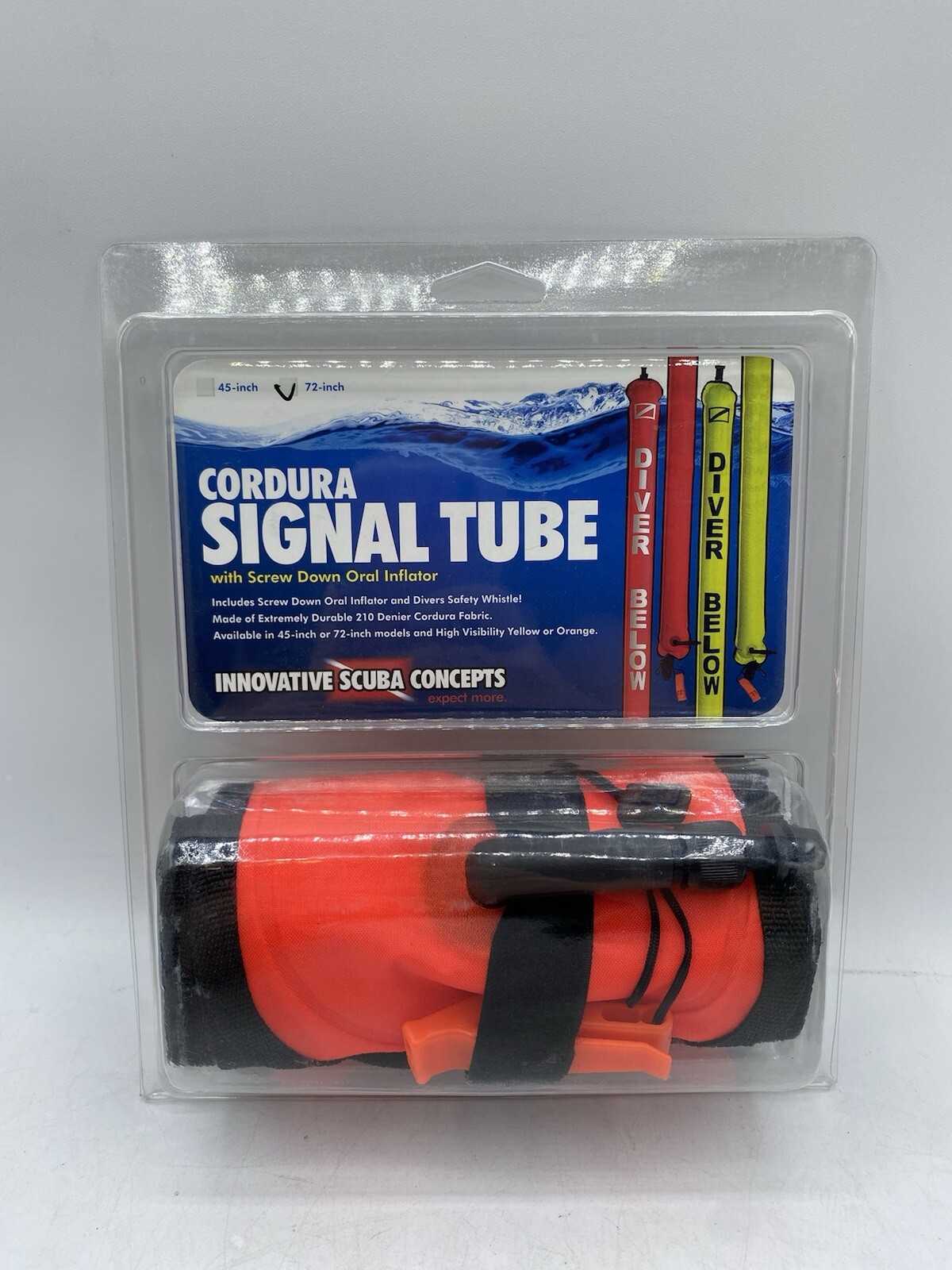 Innovative Scuba Concepts Deluxe 6-Foot Cordura Signal Tube, 72in, Orange