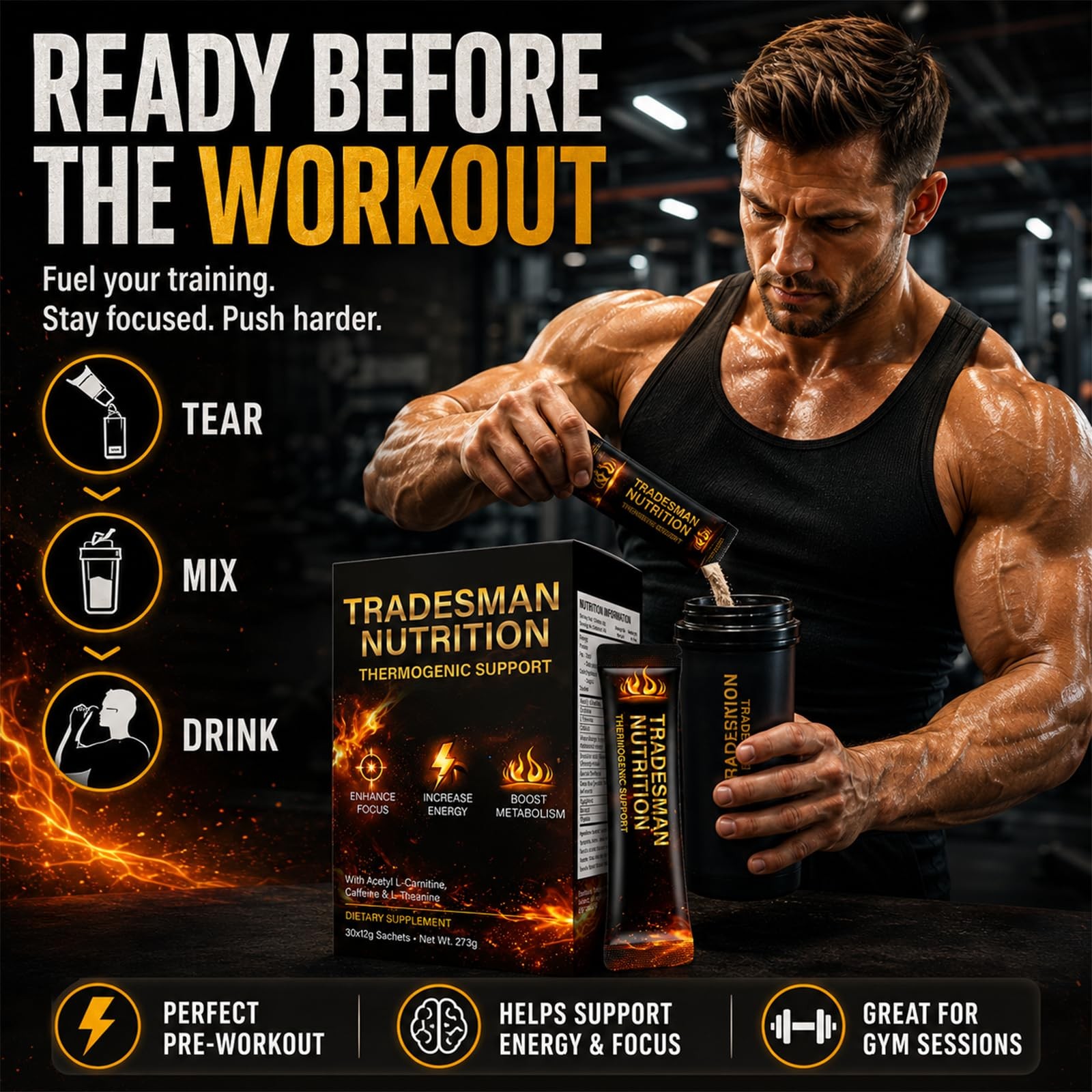 TRADESMAN NUTRITION Shred, Energy Drink Packets 9.62 Ounce (Pack of 1), 1pcs