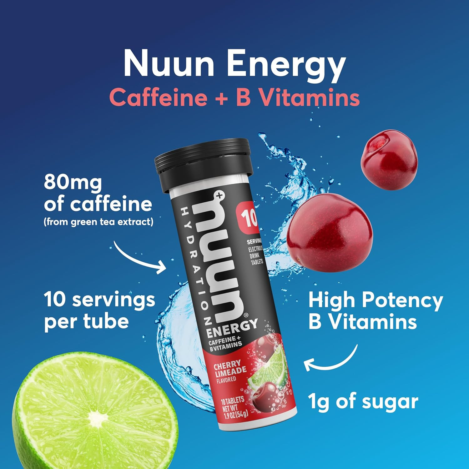 Nuun Energy Electrolyte Tablets Caffeine Mixed Flavors, 60 Servings