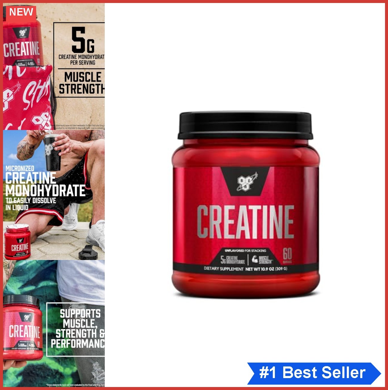 Micronized Creatine Monohydrate Powder Unflavored 5g Per Serving 60 Servings